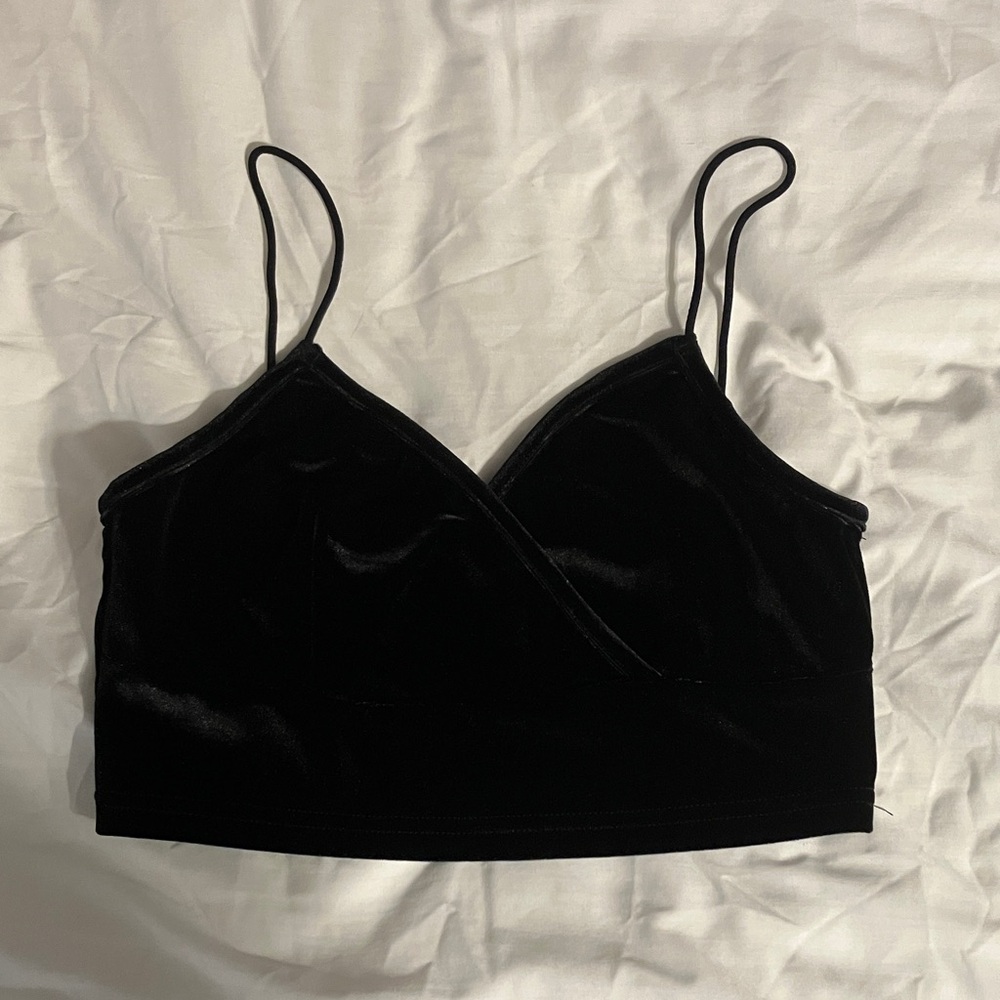 NWOT Black Velvet Crop Top